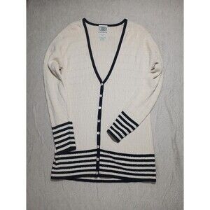 Vintage Laura Ashley Medium Varsity Cardigan Sweater 100% Cotton EUC